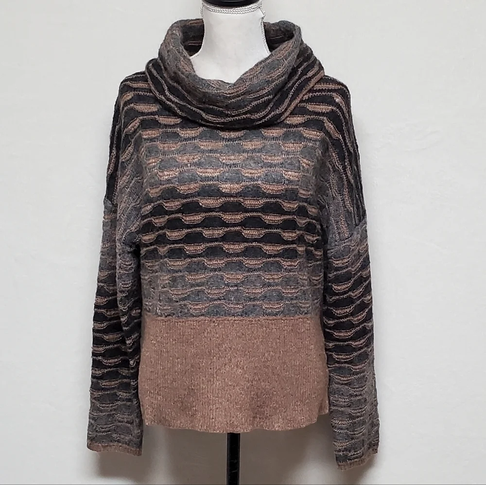 VINTAGE Y2K Jones New York Wool Mohair Multi-Knit Batwing Turtleneck Sweater XL